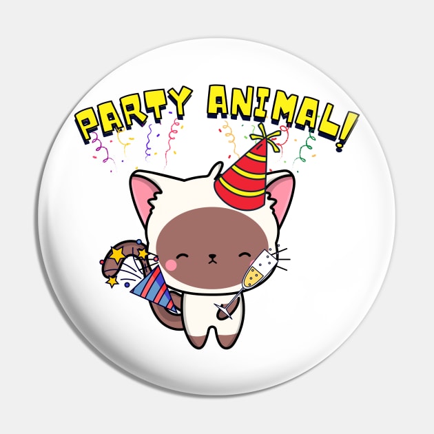 Party Animal White Cat Pin by Pet Station