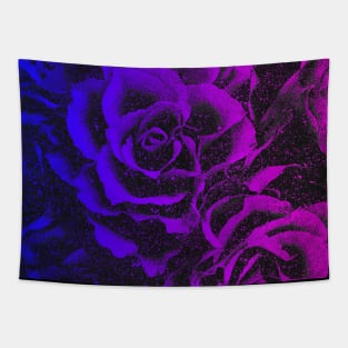 Blue Purple Floral mask with colourful roses pattern flowers Tapestry