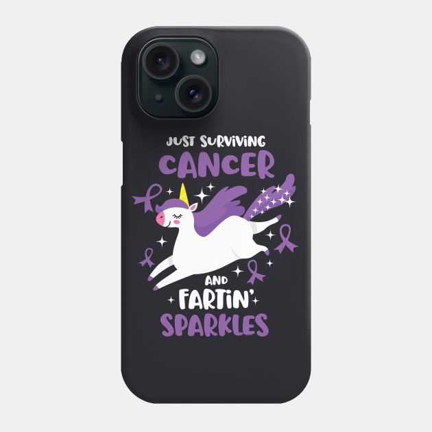 Cancer Survivor Farting Unicorn Phone Case by jomadado