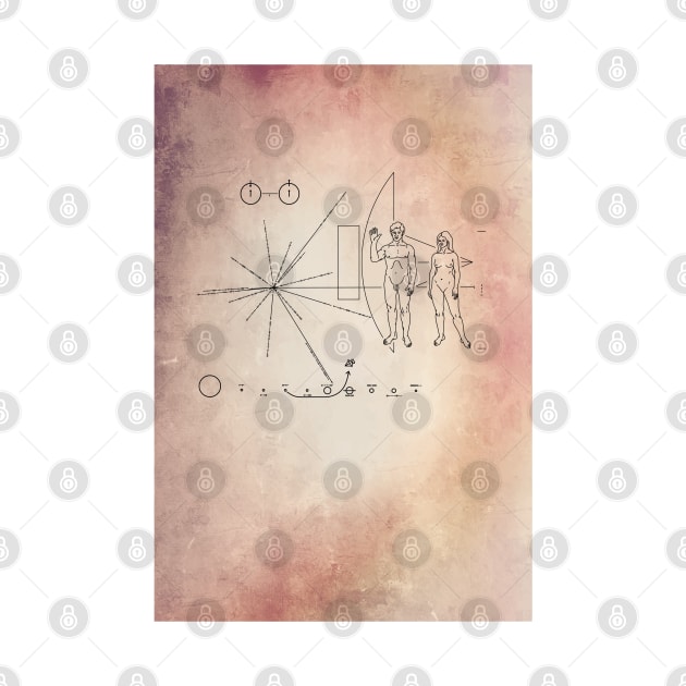 Space Probe Pioneer Plaque Old style by GraphicBazaar