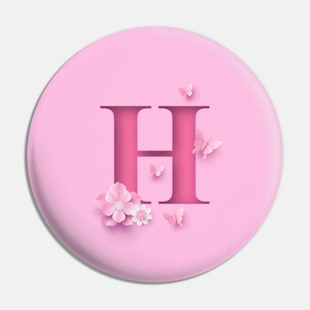 H Letter Personalized, Pink Minimal Cute Design, Birthday Gift, Christmas Gift Pin by PRINTPOSE