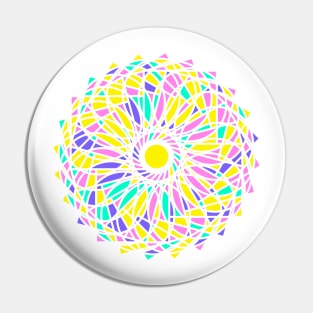 Geometric repeated elements in round ornament in random bright neon colors Pin