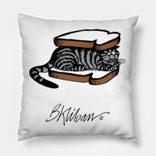 B kliban cat, hamburger sandwich cat Pillow