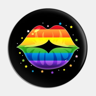 Funny Lesbian Gay Pride Lgbt Lips Flags Pin