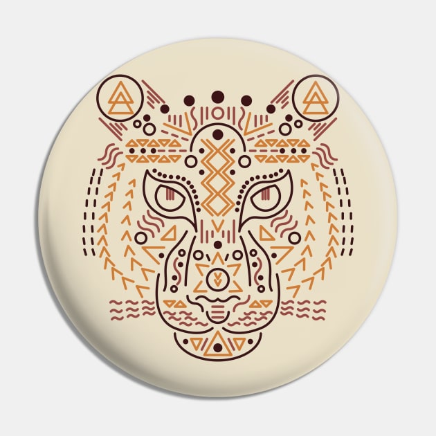 Tiger Face Lines and Shapes Pin by JDP Designs