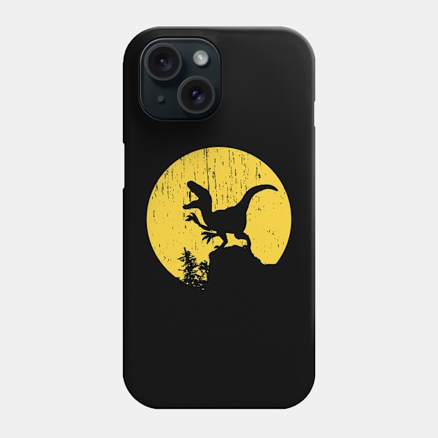 Funny Halloween Dinosaur Moon Silhouette Velociraptor Phone Case by focodesigns