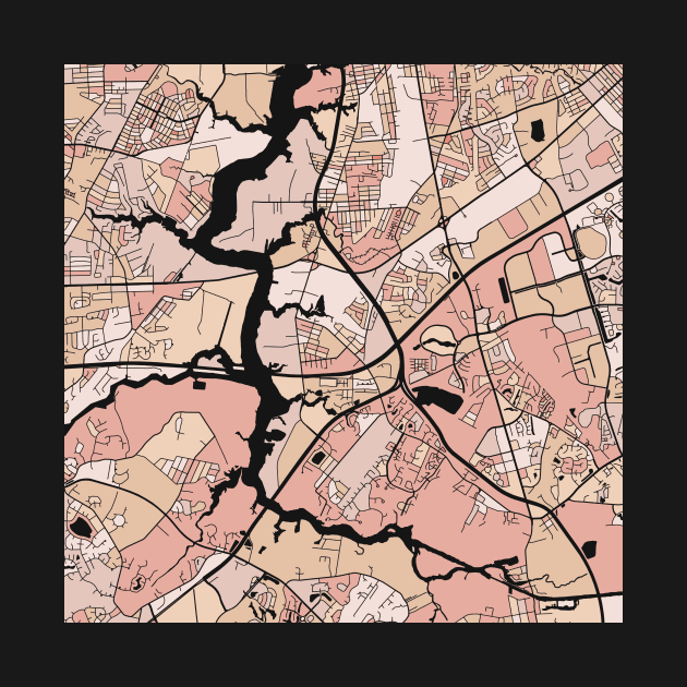 Chesapeake Map Pattern in Soft Pink Pastels by PatternMaps