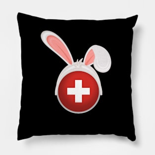 happy easter Switzerland bunny ears flag cute designs Pillow