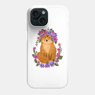 Fox with floral wreath Phone Case