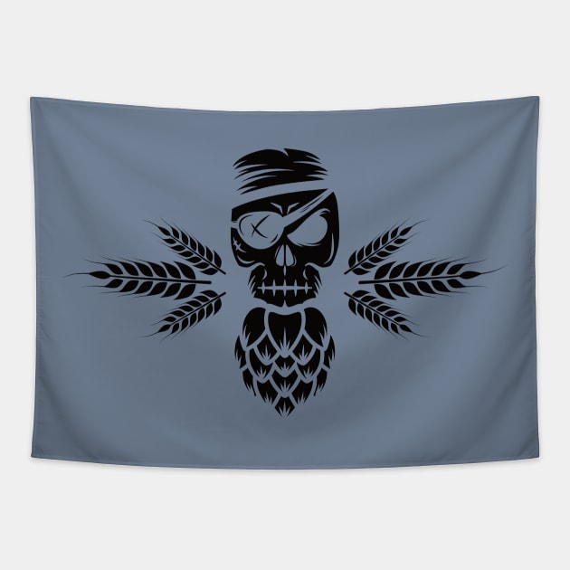 Hoppy Pirate Skull (black) Tapestry by dkdesigns27