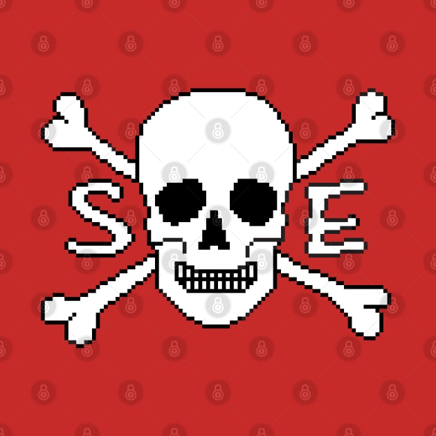 Pixelated Straight Edge Skull and Crossbones by pookiemccool