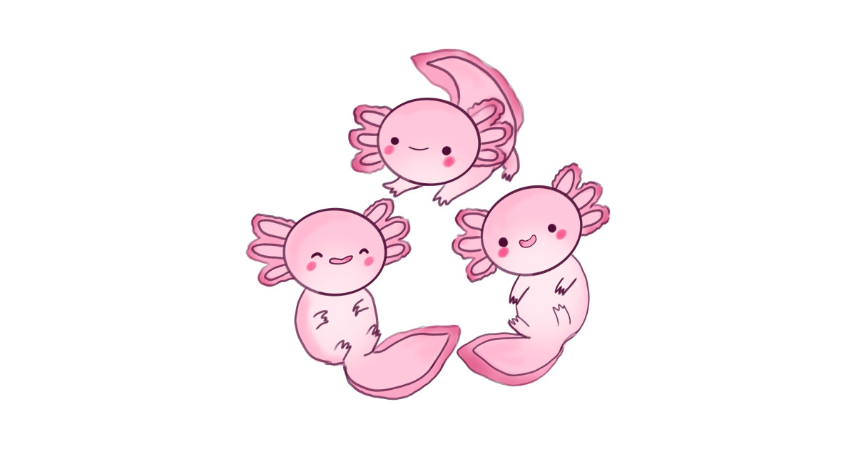 Pink cute axolotls - Axolotl - T-Shirt | TeePublic