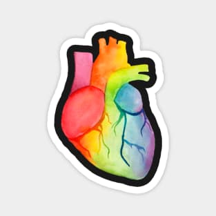 Watercolor Rainbow Heart (dark) Magnet