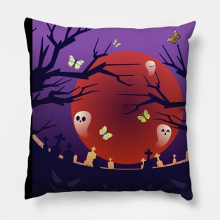 Harmony in Orange: Moon and Zombies butterfly part 4 Pillow