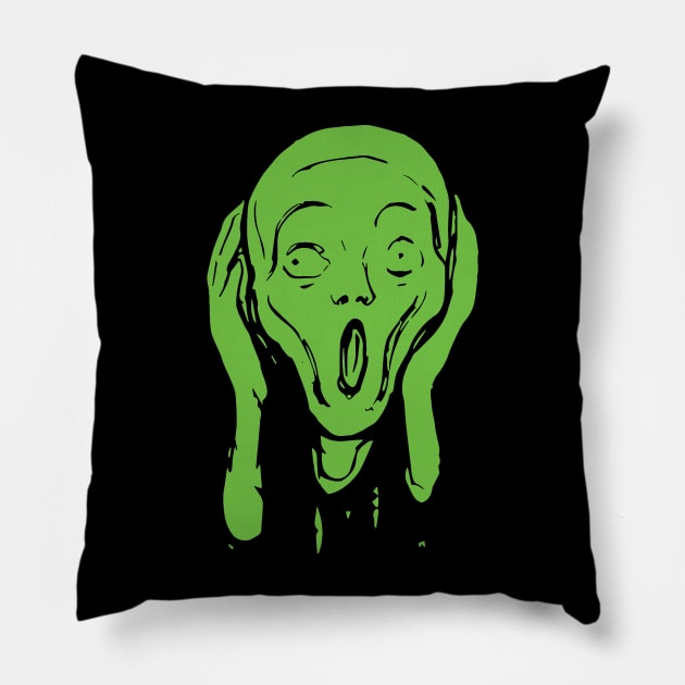 The Scream Edvard Munch The Scream Hearers Head Minimal Green Pillow by PelagiosCorner