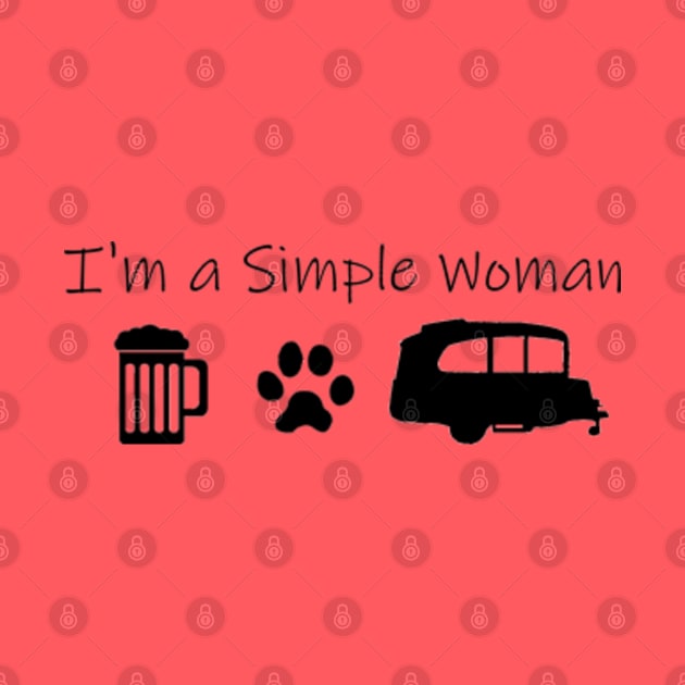 Airstream Basecamp "I'm a Simple Woman" - Beer, Cats & Basecamp T-Shirt by dinarippercreations