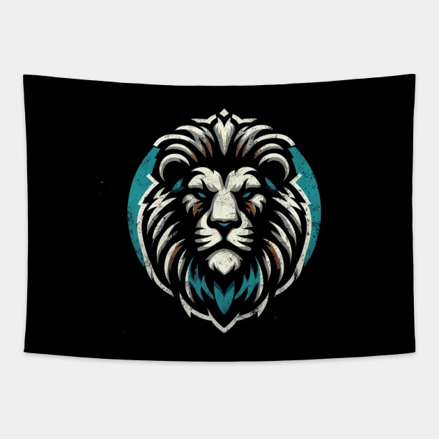 Lion head (blue tone) Tapestry by Dannysdesigns80 