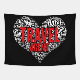 Travel agent Heart Shape Word Cloud Design print Tapestry