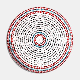 Handmade Blue and red circle mandala drawing art Pin