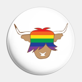 Highland cow LGBT flag rainbow pride coo Pin