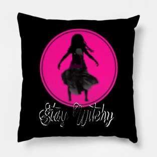 Stay witchy - Trippy pink wiccan design Pillow