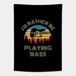 I'd Rather Be Playing Bass J-Style Bass Guitar Retro Vintage Sunset Tapestry