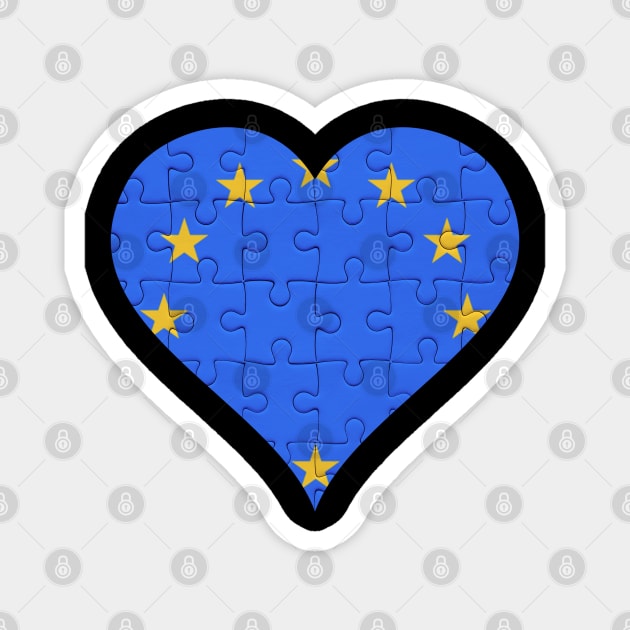 European Union Jigsaw Puzzle Heart Design - Gift for European Union With European Union Roots Magnet by Country Flags