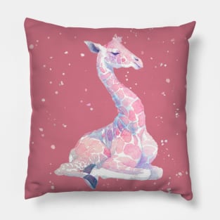 Sleepy Baby Giraffe | Watercolor Cute Animals Pillow