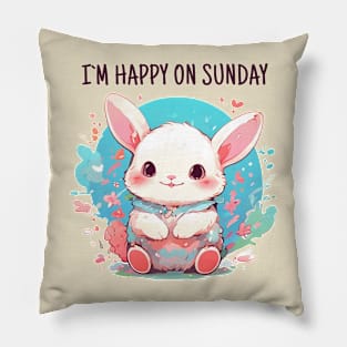 Happy sunday rabbit Pillow