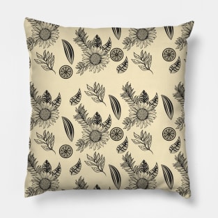 Sunflower Seamless Print Design Pillow