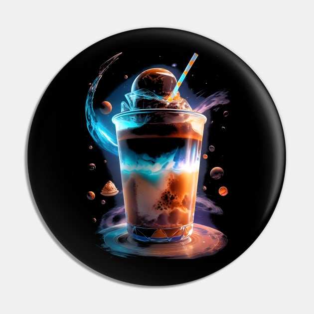 Ice Coffee in Space Pin by Ravenglow