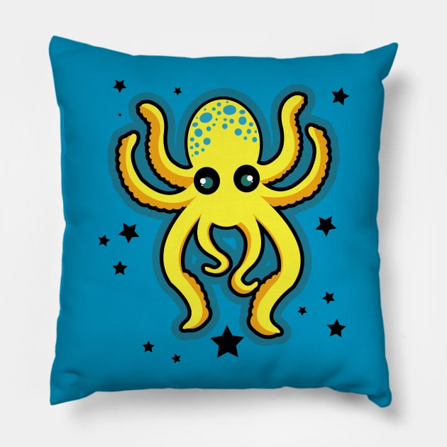 Yellow Octopus Pillow by StaceyJean