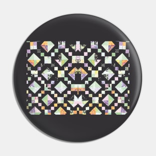 Patchwork Geometric Squares Pin