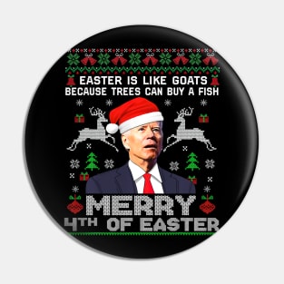 Merry 4th Of Christmas Funny Joe Biden Christmas Ugly Sweater Pin