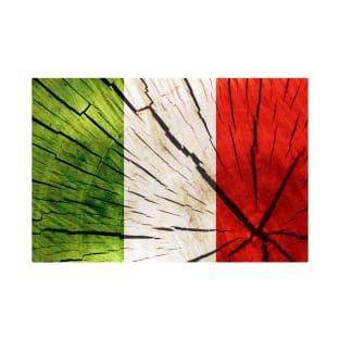 Flag of Italy – Tree Trunk Wood T-Shirt