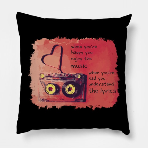 Thoughts about music Pillow by paperballoon