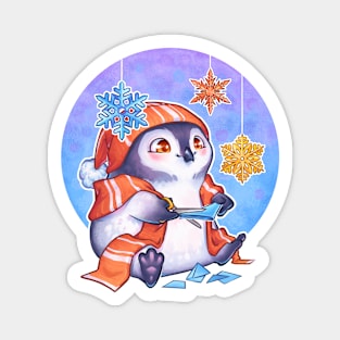 Penguin with Snowflakes Magnet