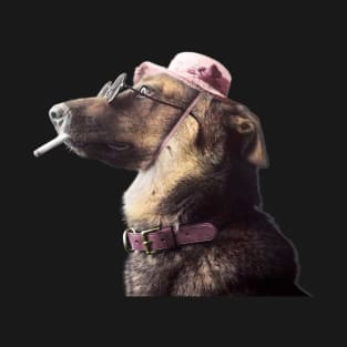 Classy Dog Smoking a Cigarette - Colorized T-Shirt