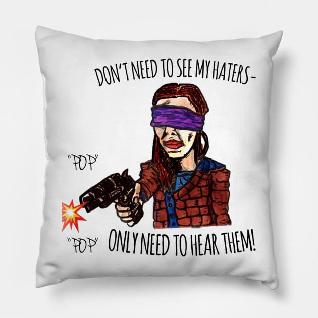 BIRDBOX “HATERS” Pillow by MattisMatt83