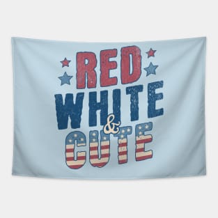 Red White and Cute - Funny USA 4th of July Retro Vintage Tapestry