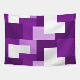 Purple abstract squares tiles pattern Tapestry