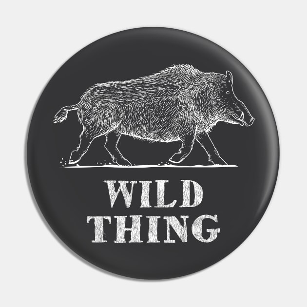 Wild Thing - Boar - Woodcut Style Pin by propellerhead