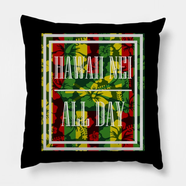Hawai'i Kanaka Maoli Floral Flag by Hawaii Nei All Day Pillow by hawaiineiallday