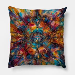 Harmonious Fusion: The Dance of Colors in Abstract Mandala Pillow