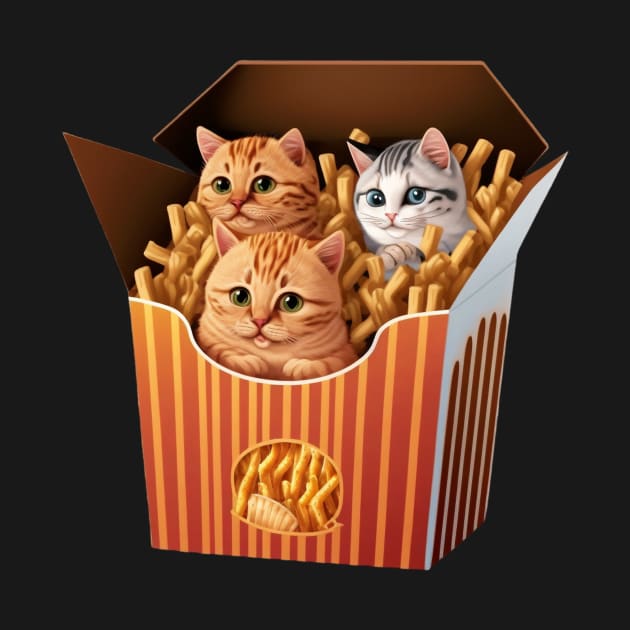 Cats in a Fries Box by UnrealArtDude