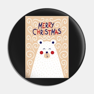 Merry Christmas Greetings from Bear in Pink Pin