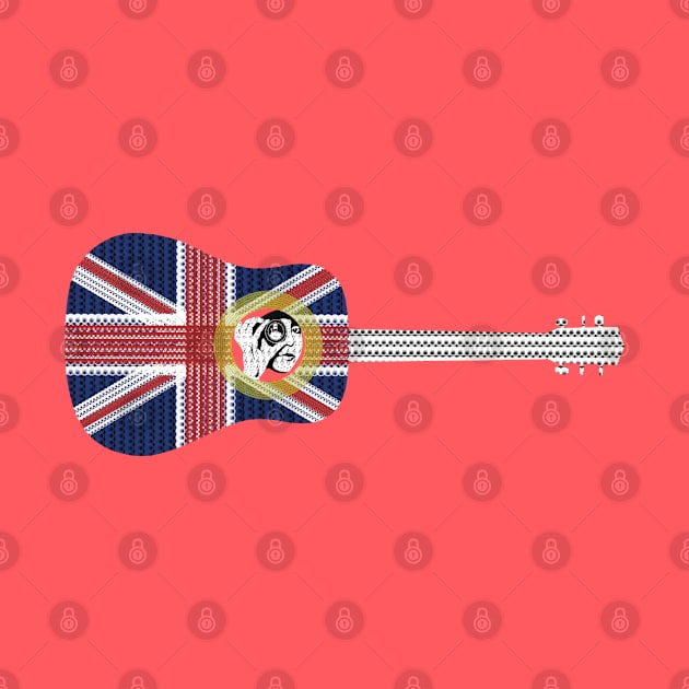 Guitar with Union Jack British Flag overlay pattern by KateVanFloof