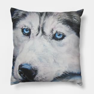 Siberian Husky Fine Art Painting Pillow