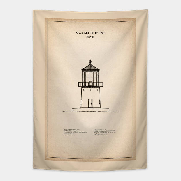 Makapuu Point Lighthouse - Hawaii - SD Tapestry by SPJE Illustration Photography