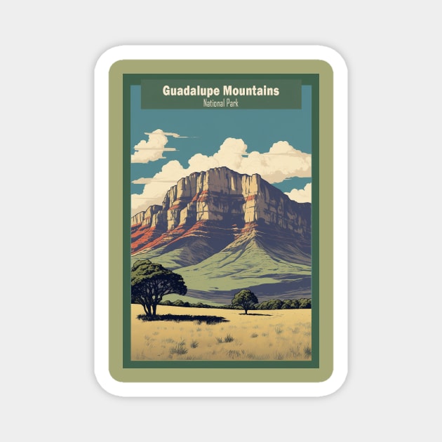 Guadalupe Mountains National Park Travel Poster Magnet by GreenMary Design